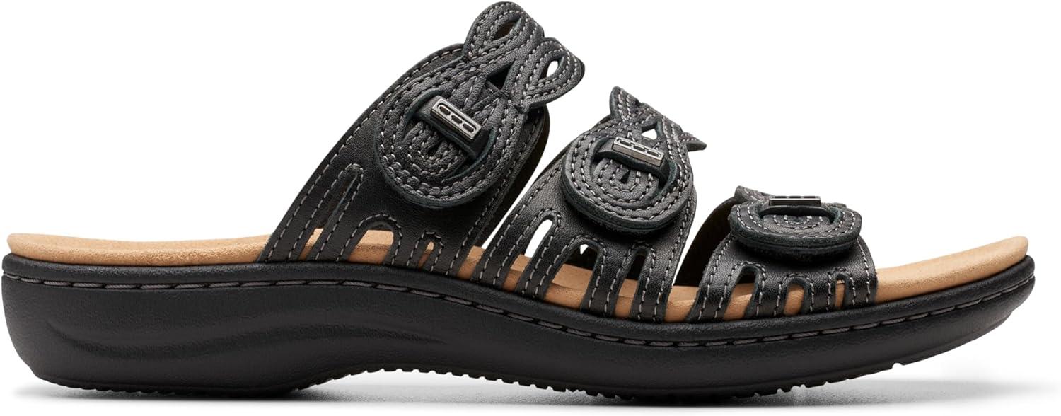 imageClarks Womens Laurieann Ruby Flat SandalBlack Leather