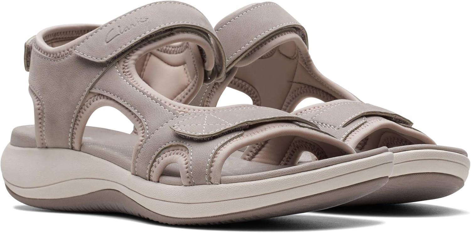 imageClarks Womens Mira Bay Flat SandalsStone Textile