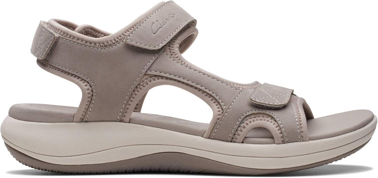 imageClarks Womens Mira Bay Flat SandalsStone Textile