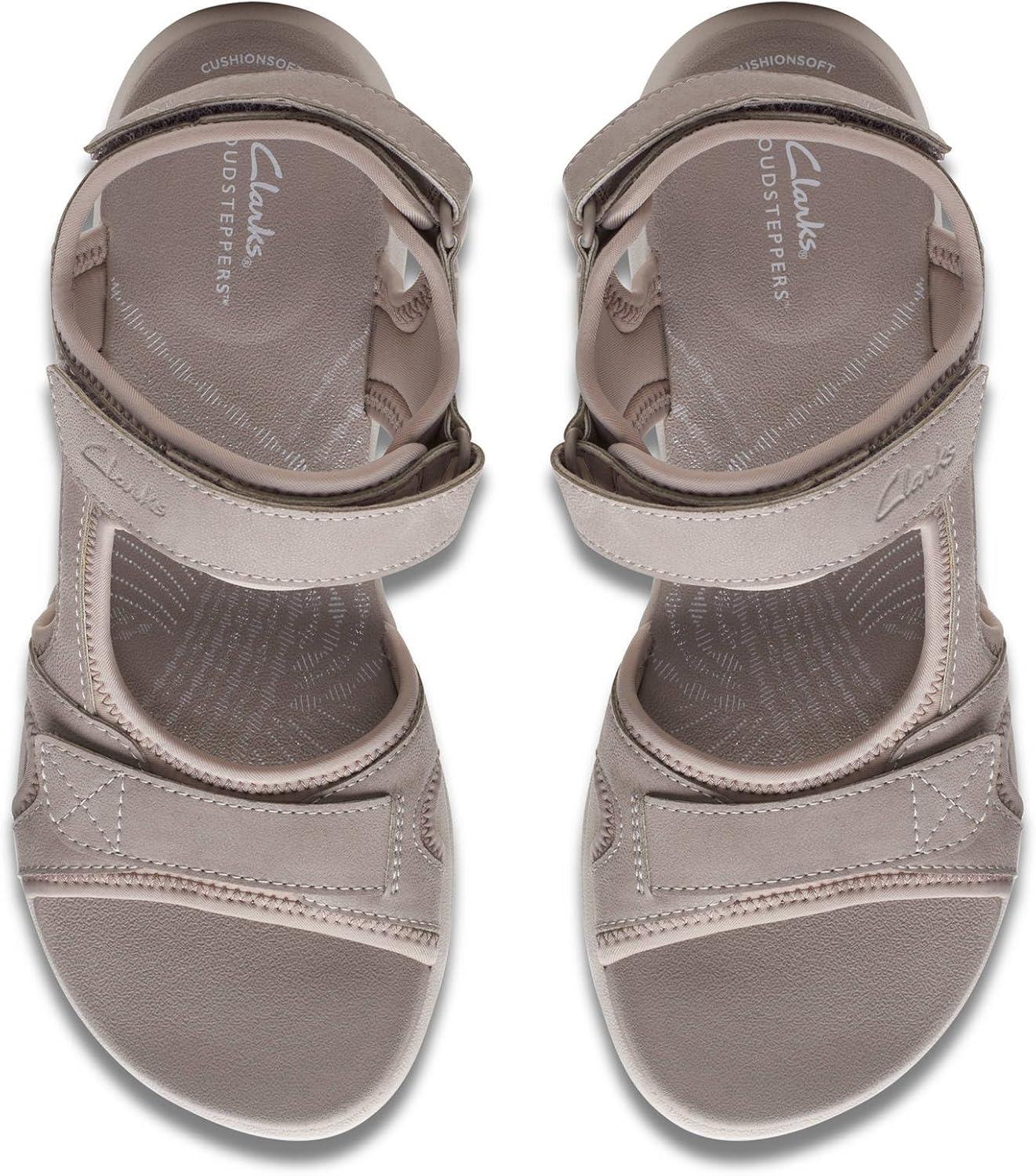 imageClarks Womens Mira Bay Flat SandalsStone Textile