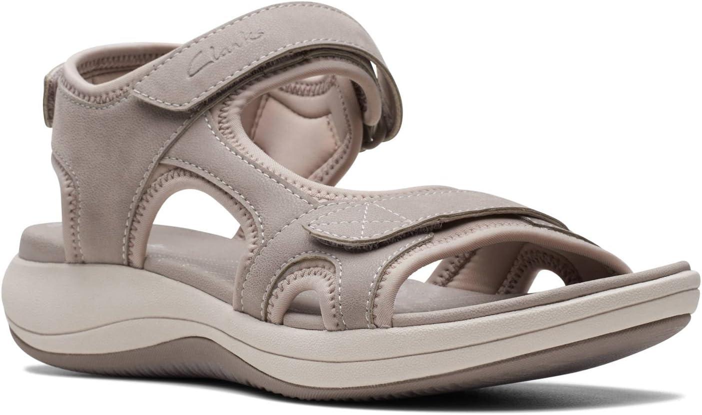 imageClarks Womens Mira Bay Flat SandalsStone Textile