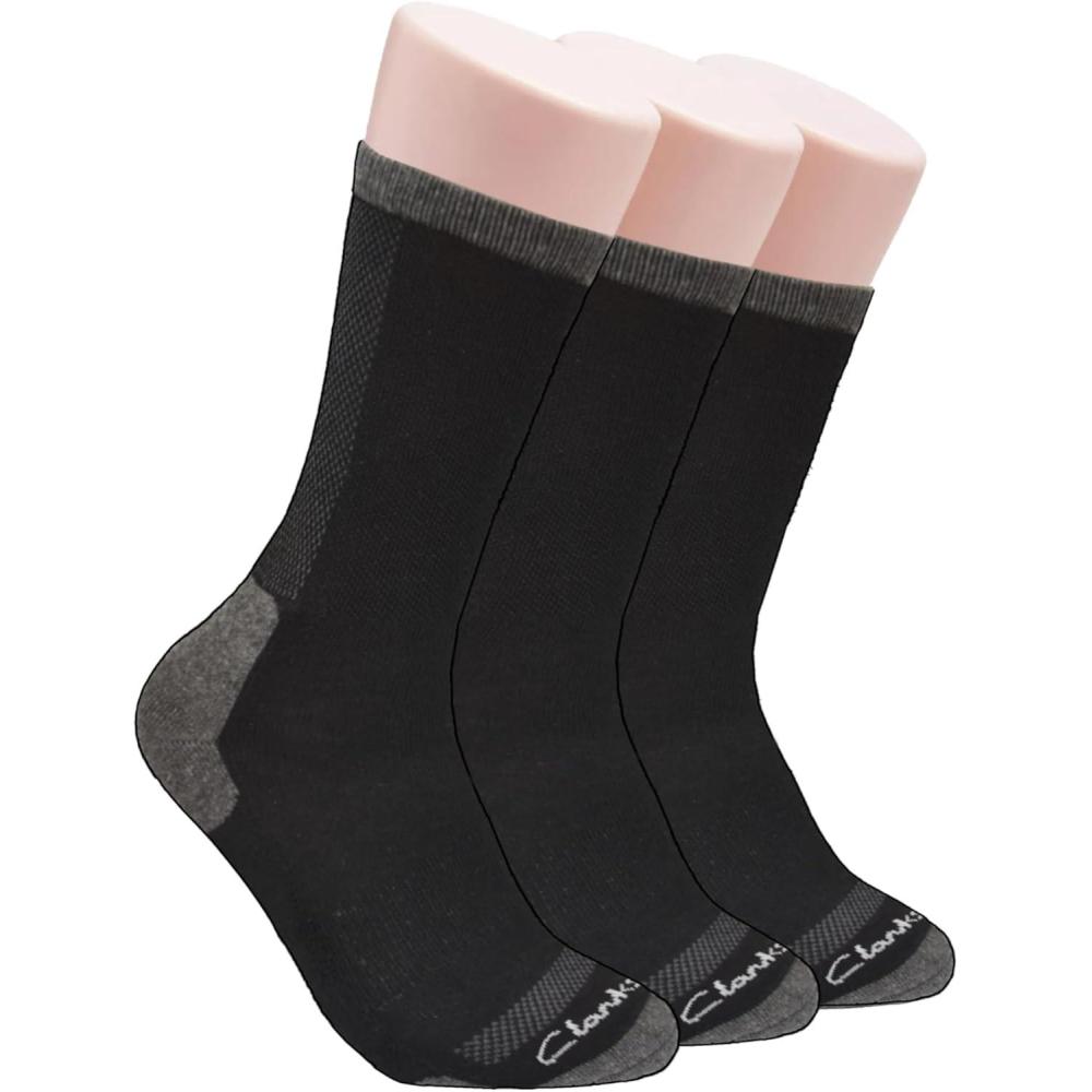 imageClarks Mens Casual Half Cushion Crew Sock with Air Channel 3 Pair Black Mens 712 Shoe