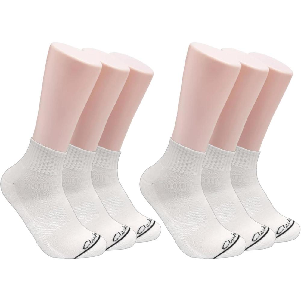 imageClarks Mens Sport Half Cushion Quarter Crew Socks 6 Pair White Mens 712 Shoe