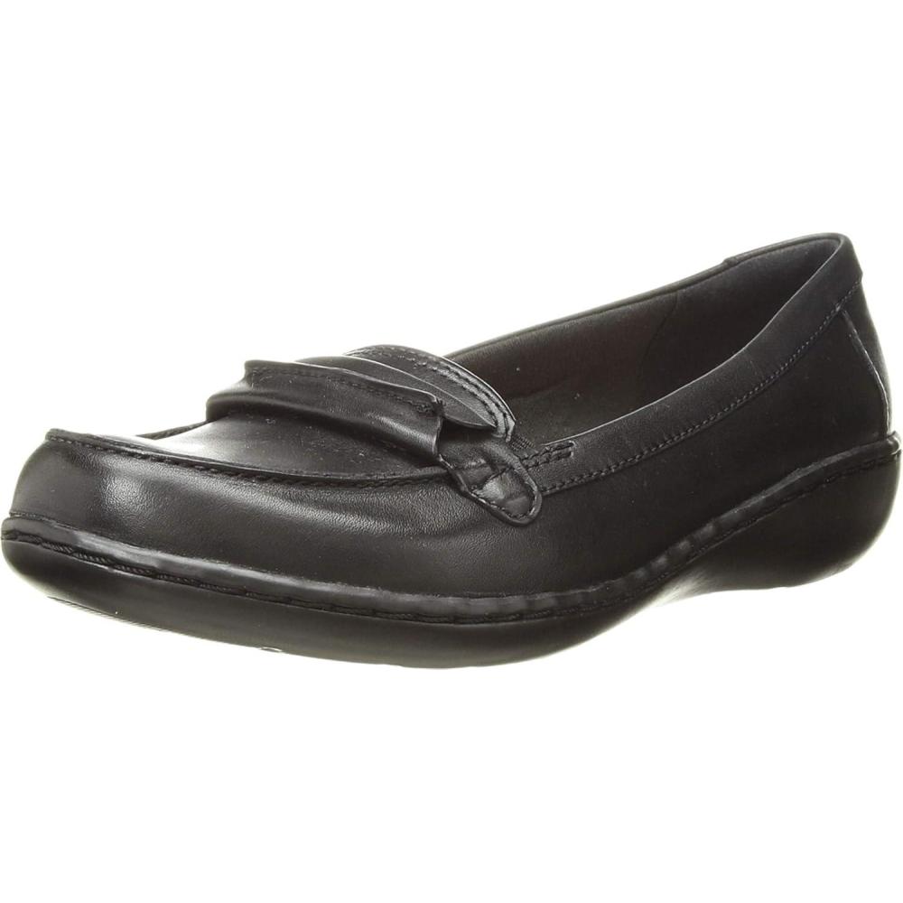 imageClarks Womens Ashland Bubble Slip On LoafersBlack Leather