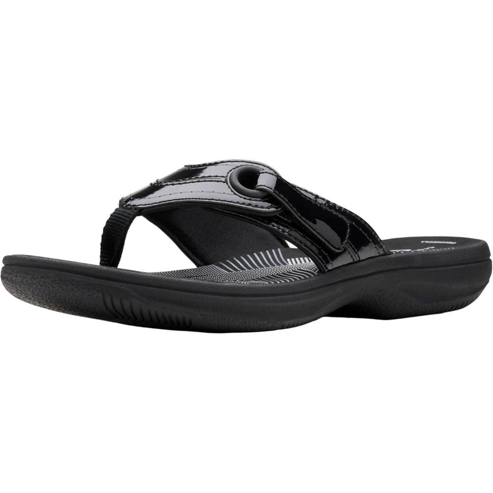 imageClarks Womens Breeze Reyna Cloudsteppers FlipFlopBlack Patent Synthetic