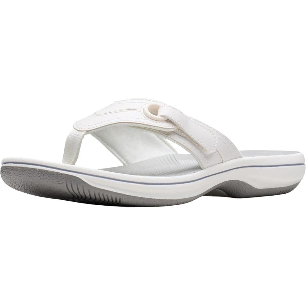imageClarks Womens Breeze Reyna Cloudsteppers FlipFlopWhite Synthetic