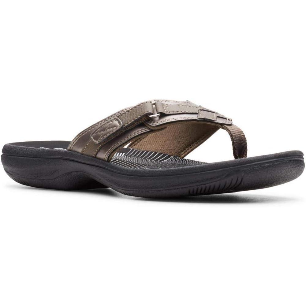 imageClarks Womens Breeze Sea FlipFlopPewter SyntheticBlack Sole