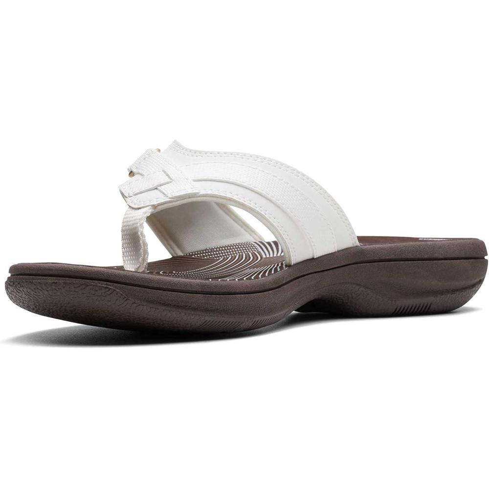 imageClarks Womens Breeze Sea FlipFlopWhite SyntheticBrown Sole
