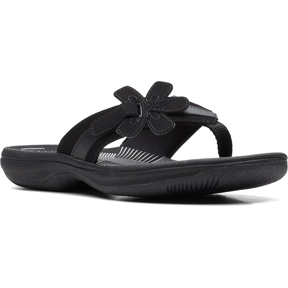 imageClarks Womens Brinkley Flora Cloudsteppers FlipFlopsBlack Synthetic