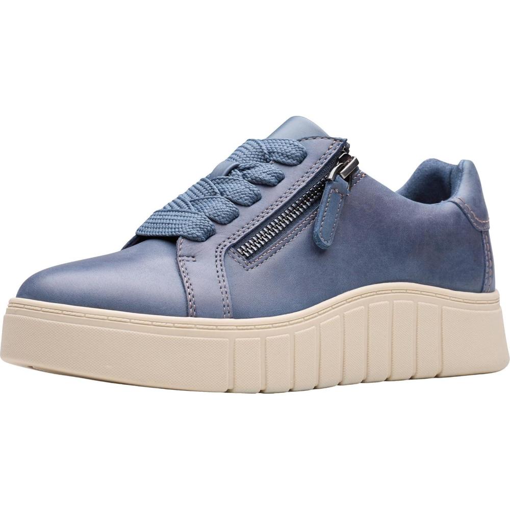 imageClarks Womens Mykah Joy SneakerDenim Blue Leather