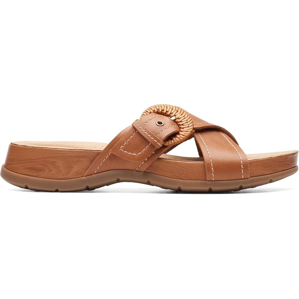 imageClarks Womens Reileigh Bay Slide SandalCinnamon Leather