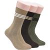 imageClarks Mens Casual Striped Crew Socks with Wide Rib 3 Pair BrownKhakiOlive Mens 712 Shoe