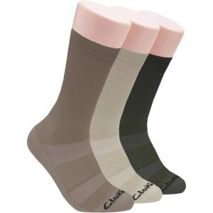 Clarks Men’s Casual Half Cushion Crew Sock with Air Channel 3 Pair, Khaki/Stone/Olive, Men’s 7-12 Shoe