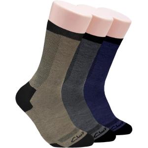 Clarks Men’s Casual Half Cushion Crew Sock with Air Channel 3 Pair, Stone/Denim/Charcoal, Men’s 7-12 Shoe
