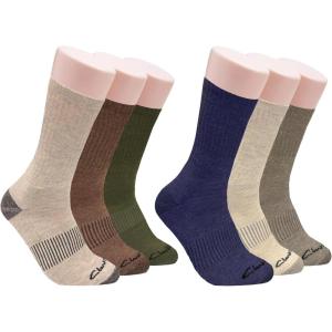 Clarks Men’s Casual Half Cushion Crew Socks 6 Pair, Khaki/Brown/Olive/Denim/Shell/Stone, Men’s 7-12 Shoe