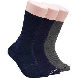 Clarks Men’s Casual Half Cushion Crew Socks with Fine Rib Welt 3 Pair, Navy/Charcoal/Denim, Men’s 7-12 Shoe