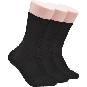 Clarks Men’s Casual Solid Crew Socks with Ribbed Welt 3 Pair, Black, Men’s 7-12 Shoe