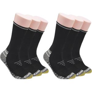 Clarks Men’s Sport Half Cushion Crew Socks 6 Pair, Black, Men’s 7-12 Shoe
