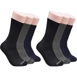 Clarks Men’s Sport Half Cushion Crew Socks 6 Pair, Black/Charcoal/Navy, Men’s 7-12 Shoe