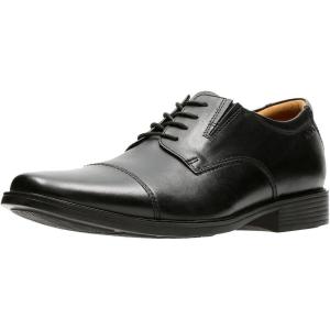 Clarks Men’s Tilden Cap Oxford Shoes(Black Leather/Black Leather)