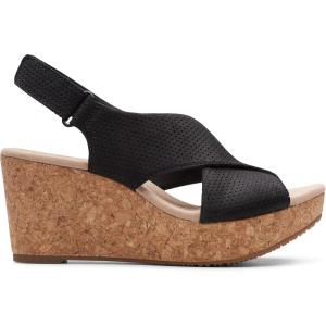 Clarks Women’s Annadel Eirwyn Wedge Sandal(Black Black Sde Black Sde)