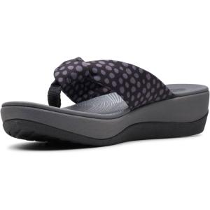 Clarks Women’s Arla Glison Flip Flop(Black Textile Grey Dots)