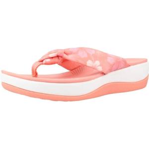 Clarks Women’s Arla Glison Flip Flop(Dark Peach White Textile)
