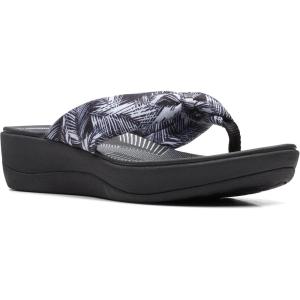Clarks Women’s Arla Glison Flip Flop(White Palms Textile Black Sole)
