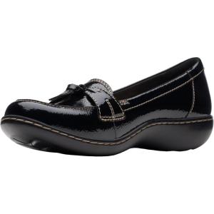 Clarks Women’s Ashland Bubble Slip On Loafers(Black Crinkle Patent)