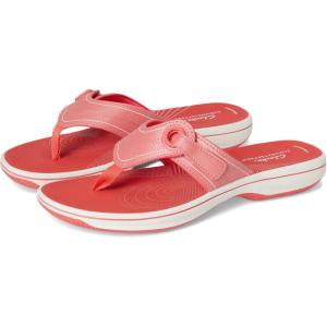 Clarks Women’s Breeze Reyna Cloudsteppers Flip-Flop(Bright Coral Synthetic)