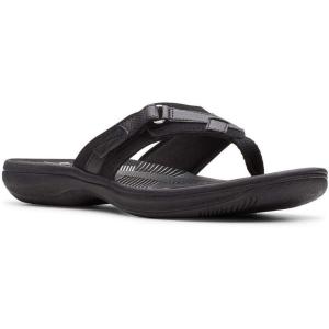 Clarks Women’s Breeze Sea Flip-Flop(Black Synthetic/Black Outsole)