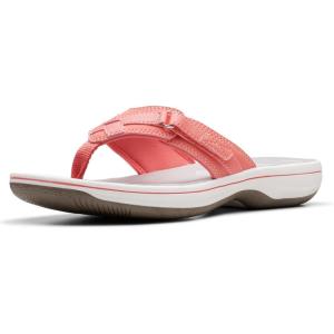 Clarks Women’s Breeze Sea Flip-Flop(Coral Synthetic)