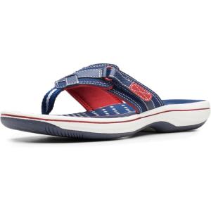 Clarks Women’s Breeze Sea Flip-Flop(Navy/Red Synthetic)