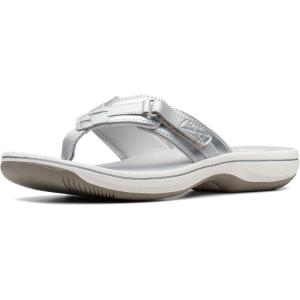 Clarks Women’s Breeze Sea Flip-Flop(Silver Synthetic)