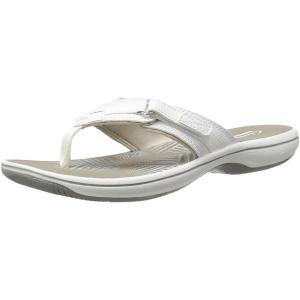Clarks Women’s Breeze Sea Flip-Flop(White Synthetic)