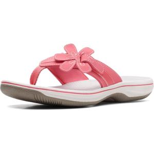 Clarks Women’s Brinkley Flora Cloudsteppers Flip-Flops(Bright Coral Synthetic)