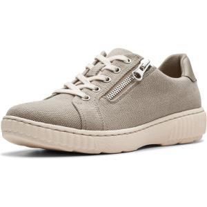 Clarks Women’s Caroline Echo Canvas Side Zip Fashion Sneaker(Stone)