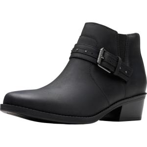 Clarks Women’s Danyelle Wish Ankle Boot(Black Oily Leather)