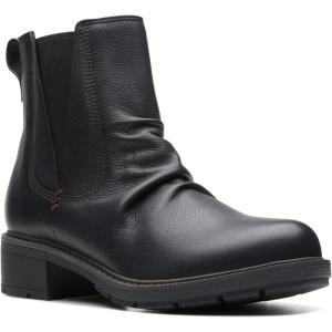 Clarks Women’s Hearth Rose Mid Calf Boots(Black Leather)