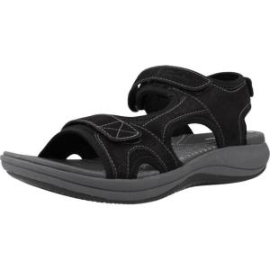Clarks Women’s Mira Bay Flat Sandals(Black)