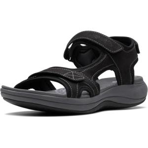 Clarks Women’s Mira Bay Flat Sandals(Black Textile)