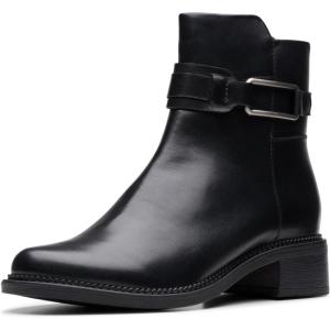 Clarks womens Maye BellaAnkle Boot(Black Leather)