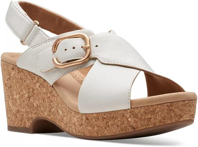 imageClarks Womens Giselle Cove Heeled SandalsOff White Leather