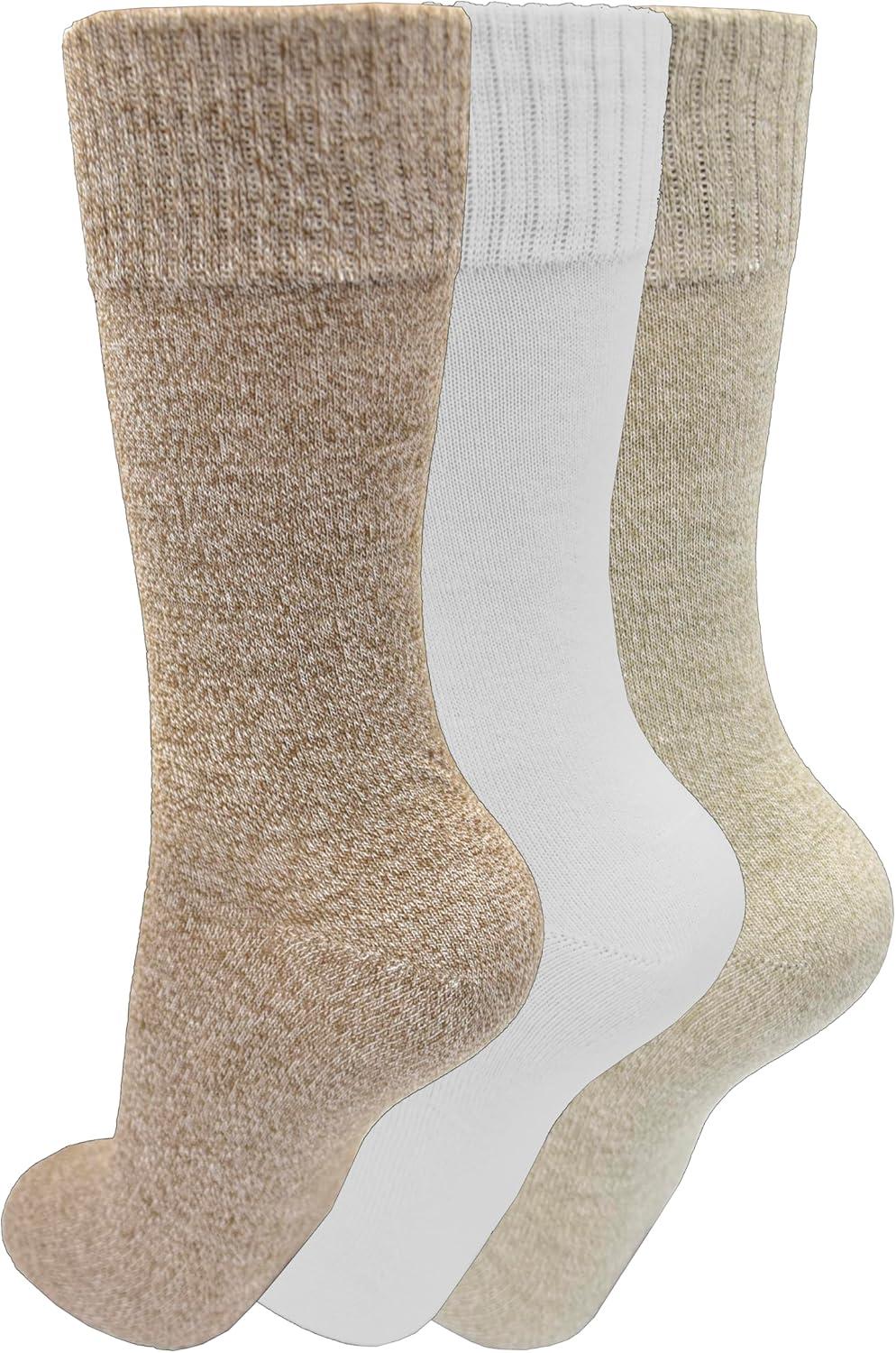 imageClarks Womens Solid Marled Wide Top Crew Socks 3 Pair StoneIvoryLt Brown Womens 410 Shoe