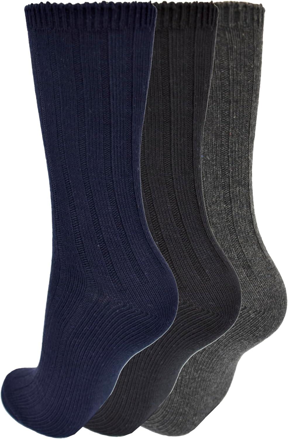 imageClarks Womens Wide Rib Crew Socks 3 Pair NavyCharcoalBlack Womens 410 Shoe