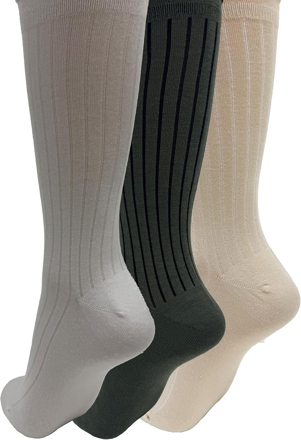 imageClarks Womens Wide Rib Roll Top Crew Socks 3 PairWhiteIvoryOlive Womens 410 Shoe