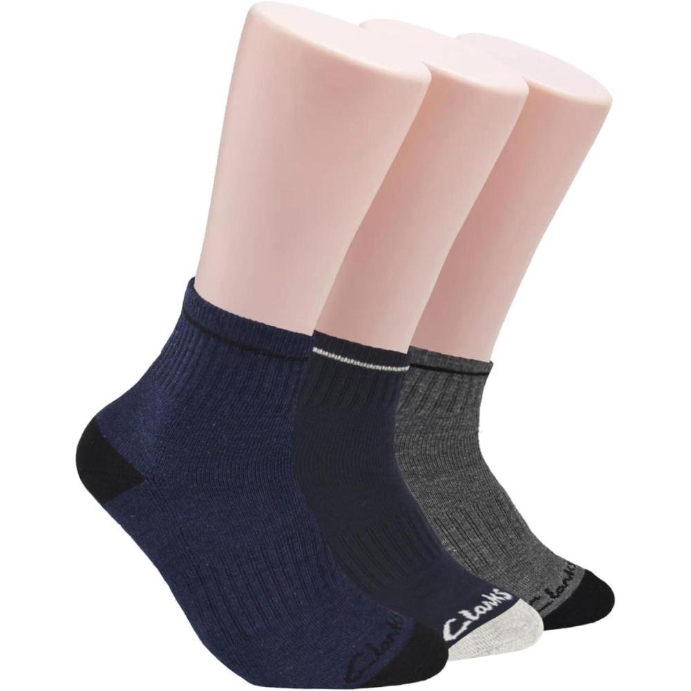 imageClarks Mens Casual Half Cushion Anklet Socks 3 Pair Multicolour Mens 712 Shoe