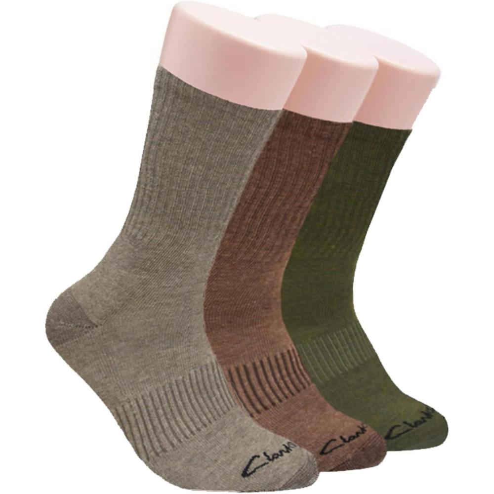 imageClarks Mens Casual Half Cushion Crew Socks with Fine Rib Welt 3 Pair Multicolour Mens 712 Shoe