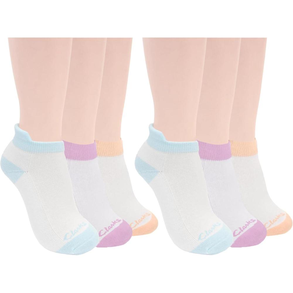 imageClarks Womens Half Cushion Low Cut Tab Socks 6 Pair White Womens 410 Shoe