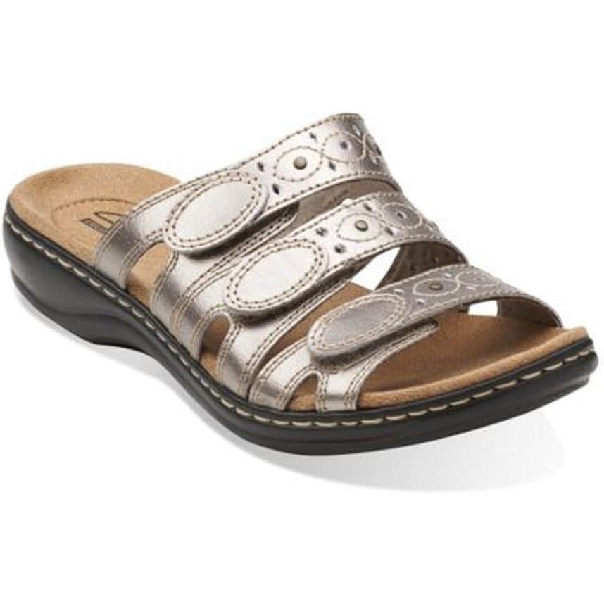 imageClarks Womens Leisa Cacti Q Slide SandalPewter Leather
